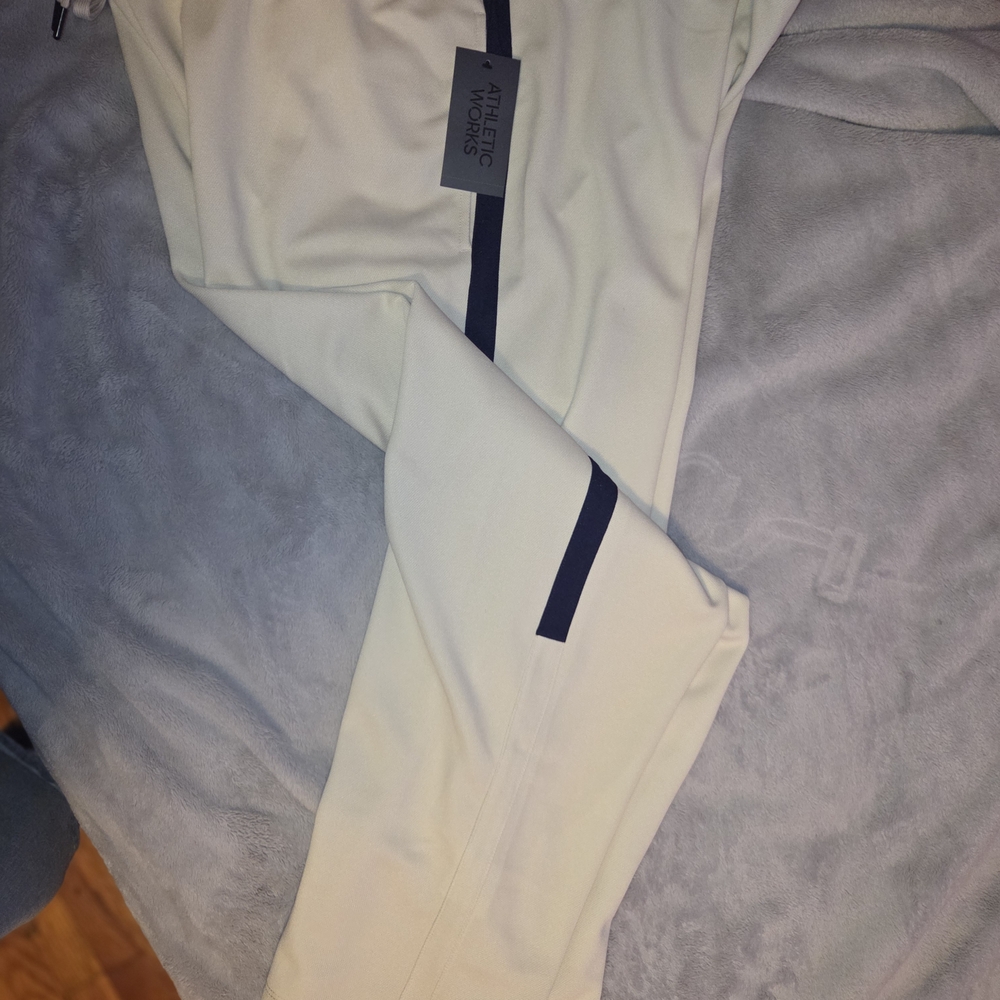 Athletic Works Cream Sweatpants with Black Trim